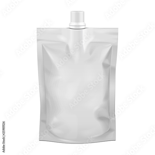 Download Mockup Pouch Sachet Bag With Spout Lid Blank Food Stand Up Flexible Mock Up Template Illustration Isolated On White Background Ready For Your Design Product Packaging Vector Eps10 Stock Vector Adobe