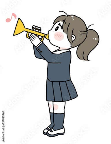 トランペットを吹く女の子 女子高生 吹奏楽 イラスト Stock イラスト Adobe Stock