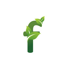 Eco Green Letter F Logo Design Template. Green Alphabet Vector Design With Green And Fresh Leaf Illustration.