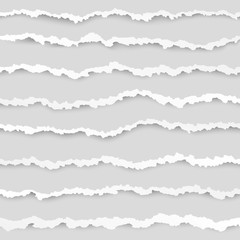 Poster - Set of torn paper stripes element. Abstract paper texture with damaged edge. Vector illustration