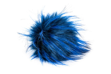 Fur ball isolated on white background. Blue fur ball isolated