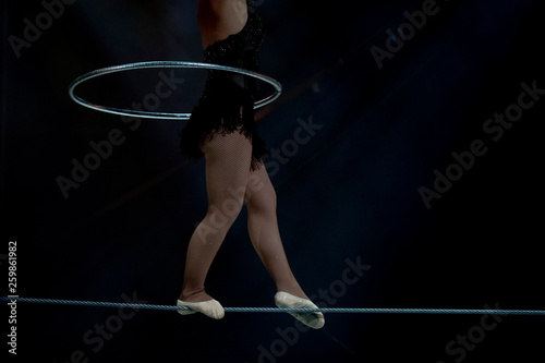 Cuadros en Lienzo circus equilibrist steel wire artist isolated on black