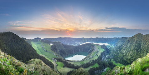 Wall Mural - sao miguel island and lake ponta delgada, azores