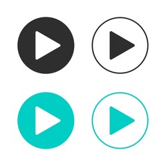 Fototapete - Set of play buttons icon. Black and blue media player button. Template design for web or mobile app, logo, UI.