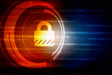 2d illustration safety concept: closed padlock on digital background
