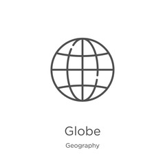 globe icon vector from geography collection. Thin line globe outline icon vector illustration. Outline, thin line globe icon for website design and mobile, app development