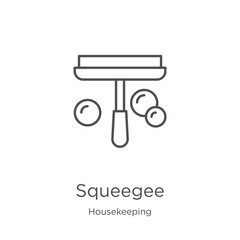 Wall Mural - squeegee icon vector from housekeeping collection. Thin line squeegee outline icon vector illustration. Outline, thin line squeegee icon for website design and mobile, app development