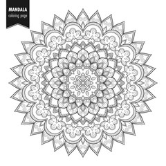 Wall Mural - Decorative monochrome ethnic mandala pattern. Anti-stress coloring book page for adults. Hand drawn illustration