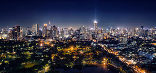 Sticker - Bangkok city panorama in evening