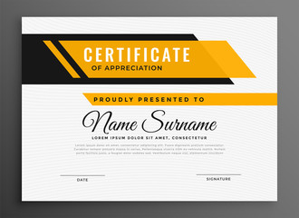 Wall Mural - certificate award diploma template in yellow color