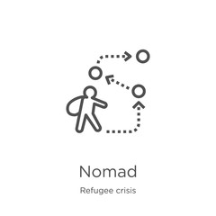 nomad icon vector from refugee crisis collection. Thin line nomad outline icon vector illustration. Outline, thin line nomad icon for website design and mobile, app development