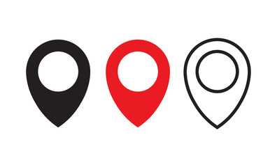 Poster - red, black and line maps pin. location map icon vector