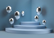 abstract wall corner with balloon scene 3d rendering minimal circle podium
