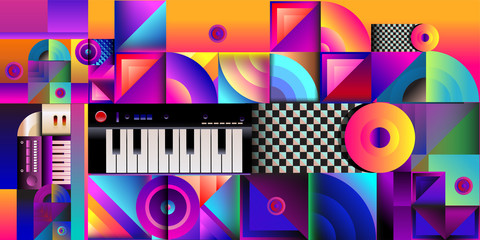 Vector illustration music instrument and colorful art background