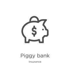 piggy bank icon vector from insurance collection. Thin line piggy bank outline icon vector illustration. Outline, thin line piggy bank icon for website design and mobile, app development