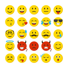 Poster - Cartoon Color Emoticons Sign Icon Set. Vector