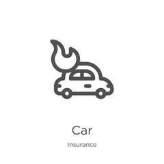 Wall Mural - car icon vector from insurance collection. Thin line car outline icon vector illustration. Outline, thin line car icon for website design and mobile, app development