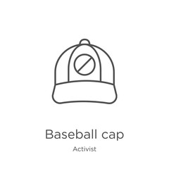 baseball cap icon vector from activist collection. Thin line baseball cap outline icon vector illustration. Outline, thin line baseball cap icon for website design and mobile, app development