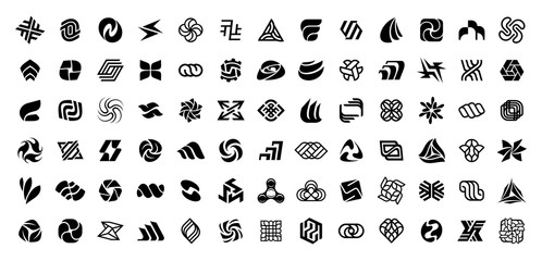 Poster - Abstract logos collection. Geometrical abstract logos. Isolated on White background