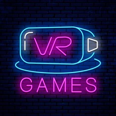 Poster - Virtual reality. Neon sign design. Neon glowing icon. Vector Illustration