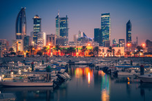 Skyline Of Kuwait City At Evening