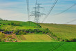 High voltage power line in the fields