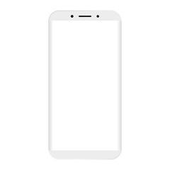 Fototapete - White mobile phone with big empty white screen.  White Mobile phone simple design vector eps10.