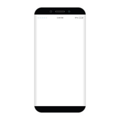 Fototapete - Black smartphone with blank white screen and menu on it, vector icon. Smartphone front view with screen.