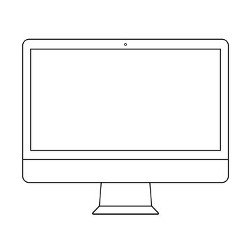 Desktop computer outline. Screen desktop computer, monitor icon outline. Computer display outline vector eps10. 