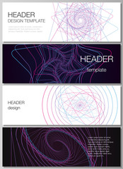 Poster - The minimalistic vector illustration of the editable layout of headers, banner design templates. Random chaotic lines that creat real shapes. Chaos pattern, abstract texture. Order vs chaos concept.