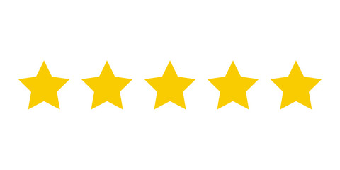 Wall Mural - five yellow stars customer product rating. icon fow web applications and websites.