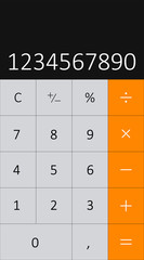 Poster - phone calculator interface web matematicc application grey and orange buttons.