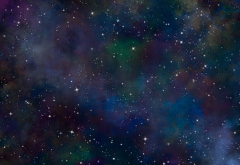 Wall Mural - Star field in galaxy space with nebula, abstract watercolor digital art painting for texture background
