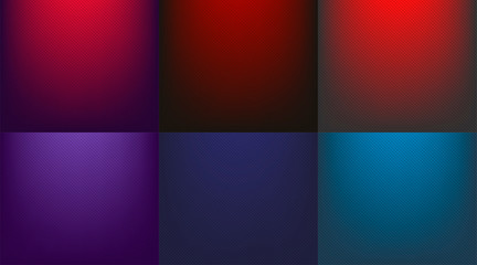 Canvas Print - blue and red background gradient set. blue and red radial gradient to black with lines - vector
