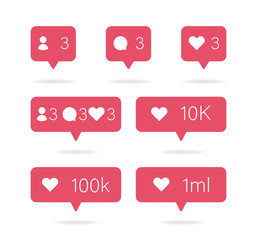 Poster - Social icon. Media set icons pack. Comment, follow and heart button. Vector