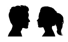 Man And Woman Face Silhouette. Face To Face Icon – Stock Vector