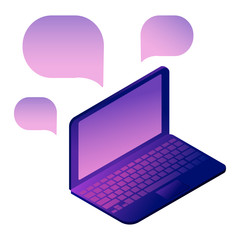 open working laptop with screen on. isometric