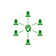 Poster - business team, creative team, lady team , group work , members, business creative team green color  icon