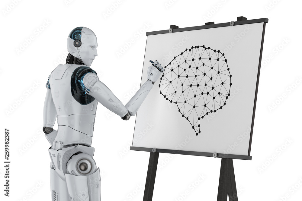Draw R Brain Bot robot draw ai brain Stock Illustration | Adobe Stock