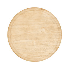 Wall Mural - round wooden kitchen board with a white background