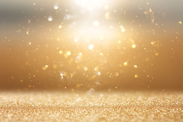 Wall Mural - photo of gold and silver glitter lights background