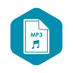 Poster - File MP3 icon in simple style isolated on white background. Document type symbol