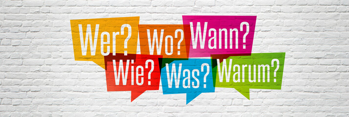 Wall Mural - W-Fragen: wer, wie, was, wo, wann, warum	