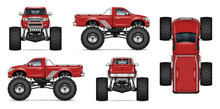 Realistic Monster Truck Vector Mock-up