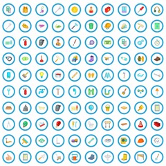 Poster - 100 renovation icons set in cartoon style for any design vector illustration