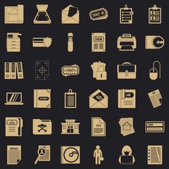 Poster - Important document icons set. Simple style of 36 important document vector icons for web for any design