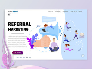 Wall Mural - Referral marketing Homepage template for website or landing page.