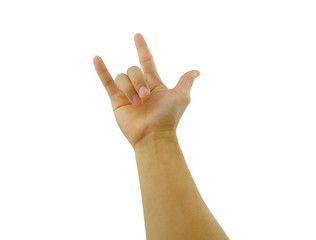 love hand gesture on white background