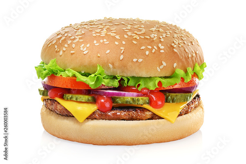 Fotomural Classic cheeseburger isolated on white