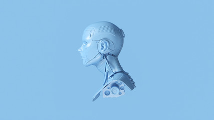 Wall Mural - pale blue cyborg bust 3d illustration 3d render